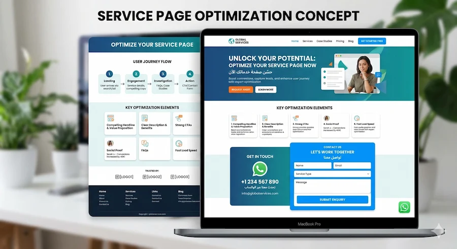 تحسين صفحات الخدمات لزيادة العملاء من موقعك